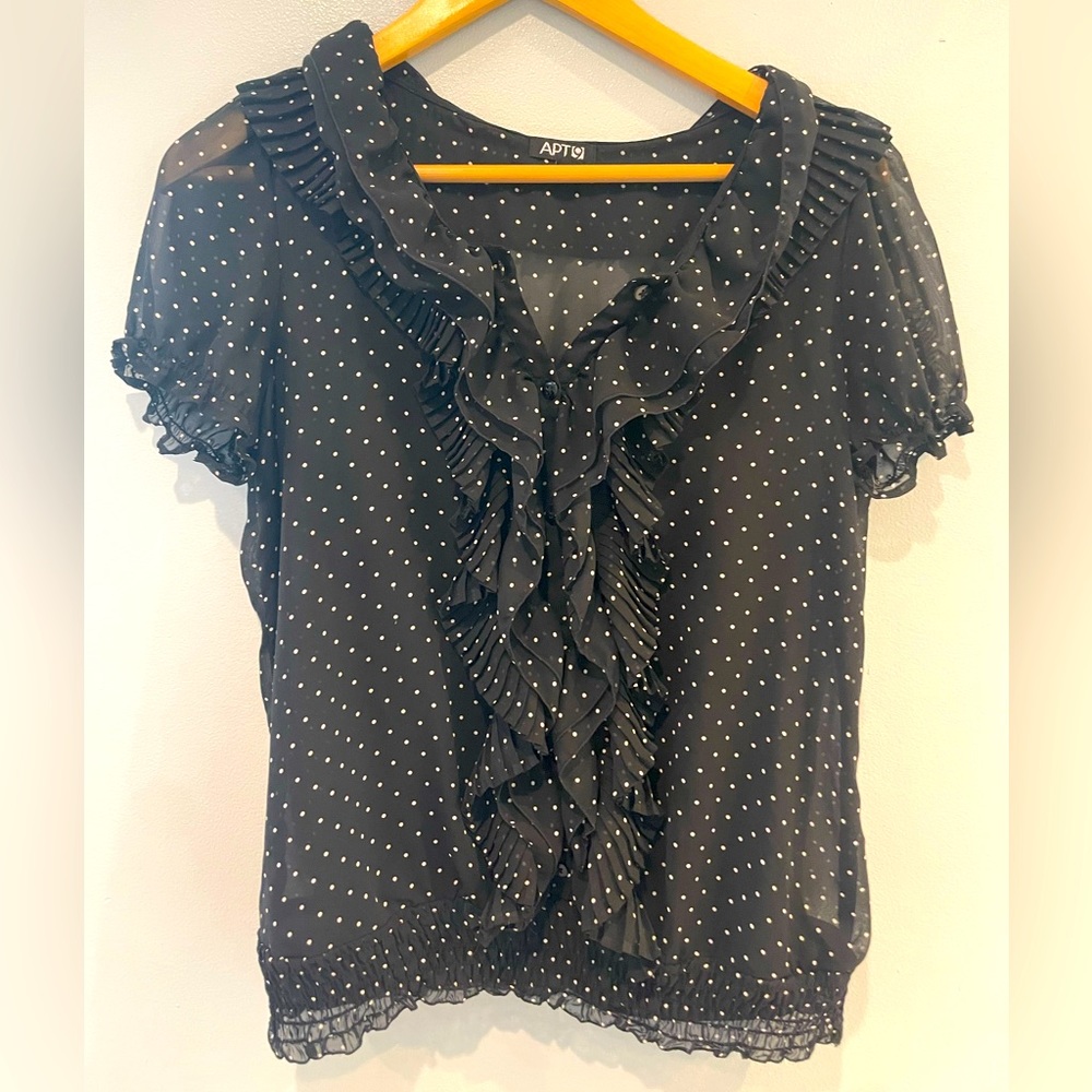 Black and white polkadot blouse!